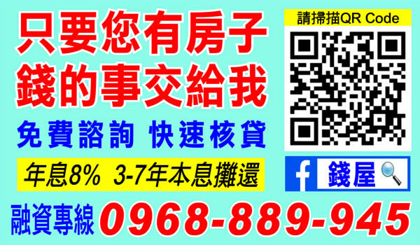 房屋貸款，年息8%，快速核貸